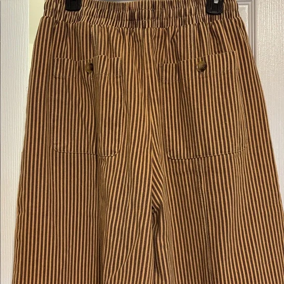 Womens Brown Striped Drawstring Cargo Pants - Picture 5 of 5